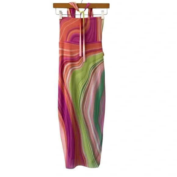 AFRM x Revolve Tana Midi Dress in Abstract Spring Wave size small NWT - Picture 3 of 7